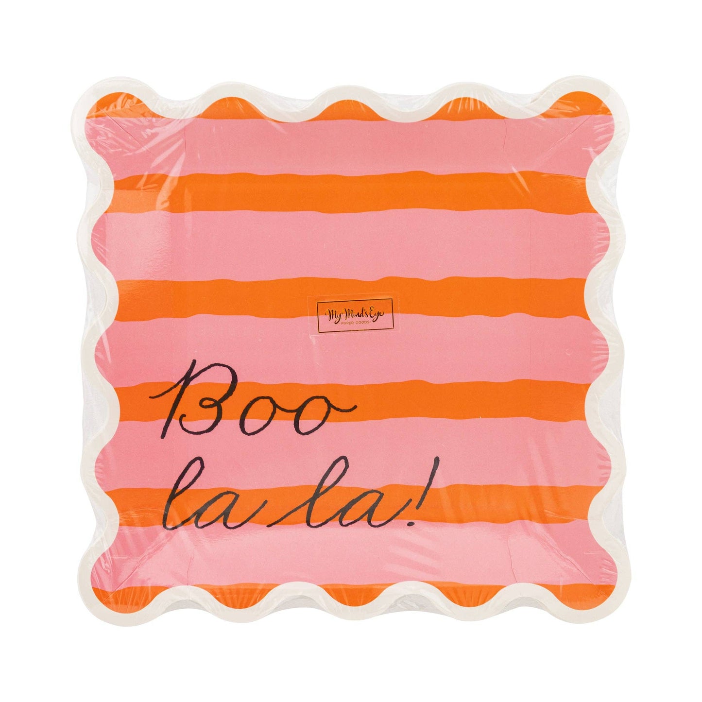 BLL1241 - Pink & Orange Boo La La Paper Plate - The Party Company