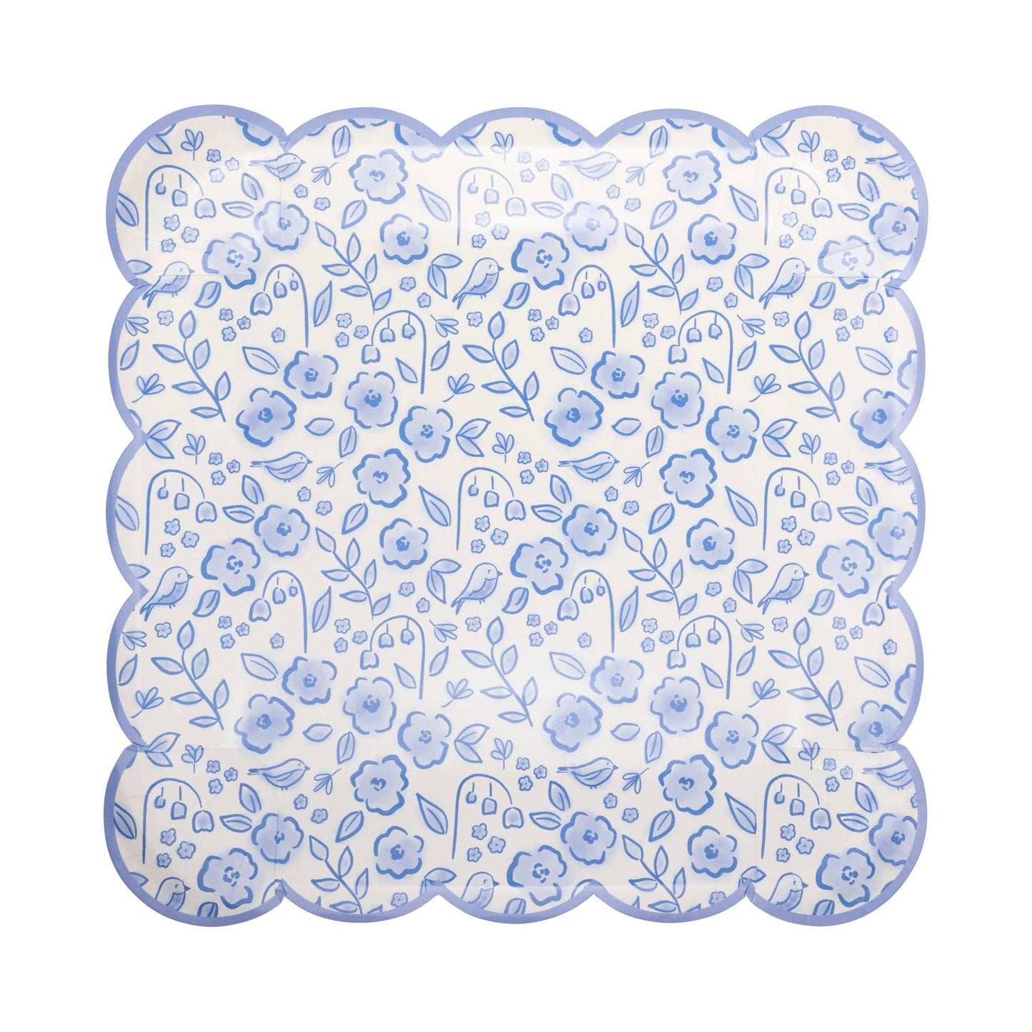 PLPL887 - Blue Floral Paper Plate - The Party Company