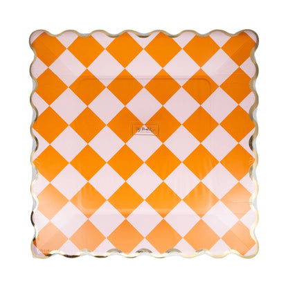 GVP1242 - Pink & Orange Checkered 11" Paper Plate